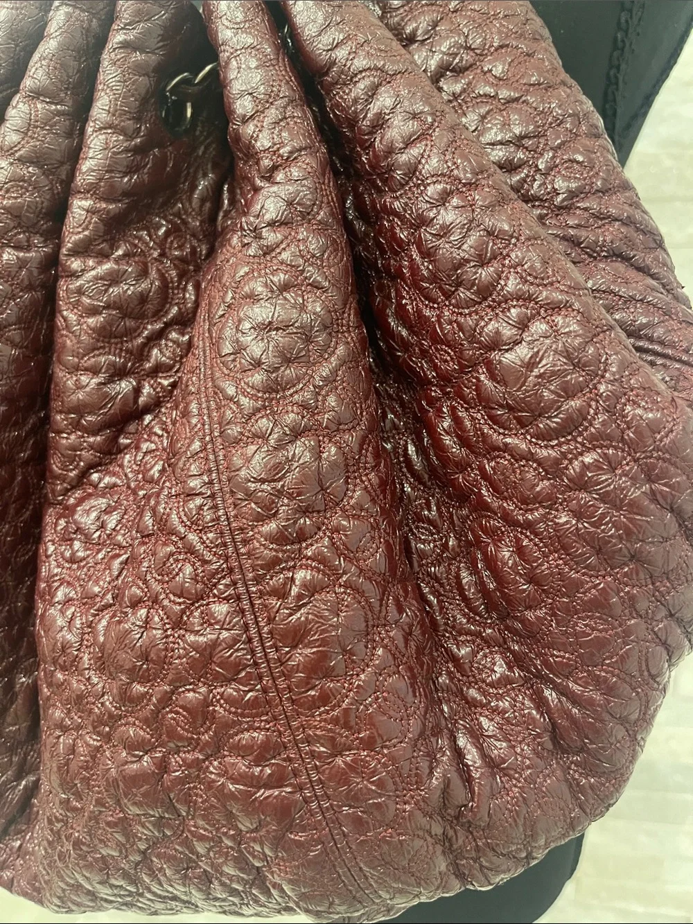 Authentic CHANEL Camelia in Bordeaux with CC Charm